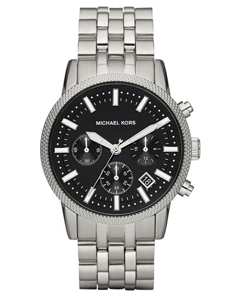 michael kors silver-tone scout men's watch youtube|Men's Silver.